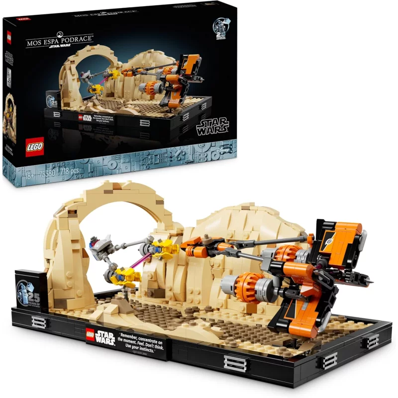 Image : LEGO Star Wars 75380 Diorama de la course de podracers de Mos Espa