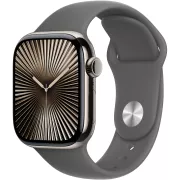 Apple Watch Series 10 GPS + Cellular 42mm Boitier en Titane Naturel avec Bracelet Sport Gris Mineral M/L - MWXE3QF/A