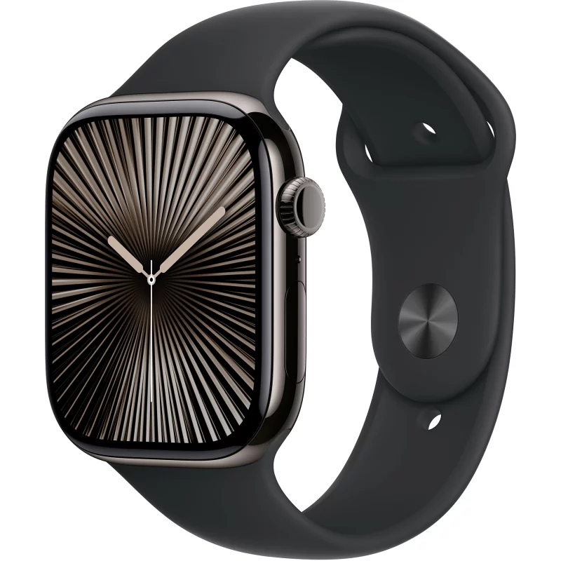Image : Apple Watch Series 10 GPS + Cellular 46mm Ardoise avec Bracelet Sport Noir M/L - MWYE3QF/A