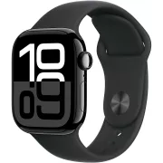 Apple Watch Series 10 GPS + Cellular 42mm Aluminium Noir de Jais avec Bracelet Sport Noir M/L - MWX73QF/A