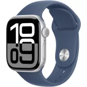 Apple Watch Series 10 GPS + Cellular 46mm Aluminium Argent avec Bracelet Sport Denim S/M - MWY03QF/A