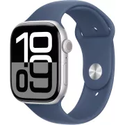 Apple Watch Series 10 GPS 42mm Aluminium Argent avec Bracelet Sport Denim M/L - MWWC3QF/A