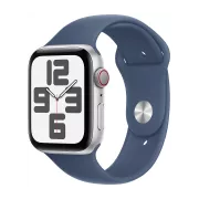 Apple Watch SE GPS + Cellular 44 mm Aluminium Argent avec Bracelet Sport Denim M/L - MXGQ3QF/A