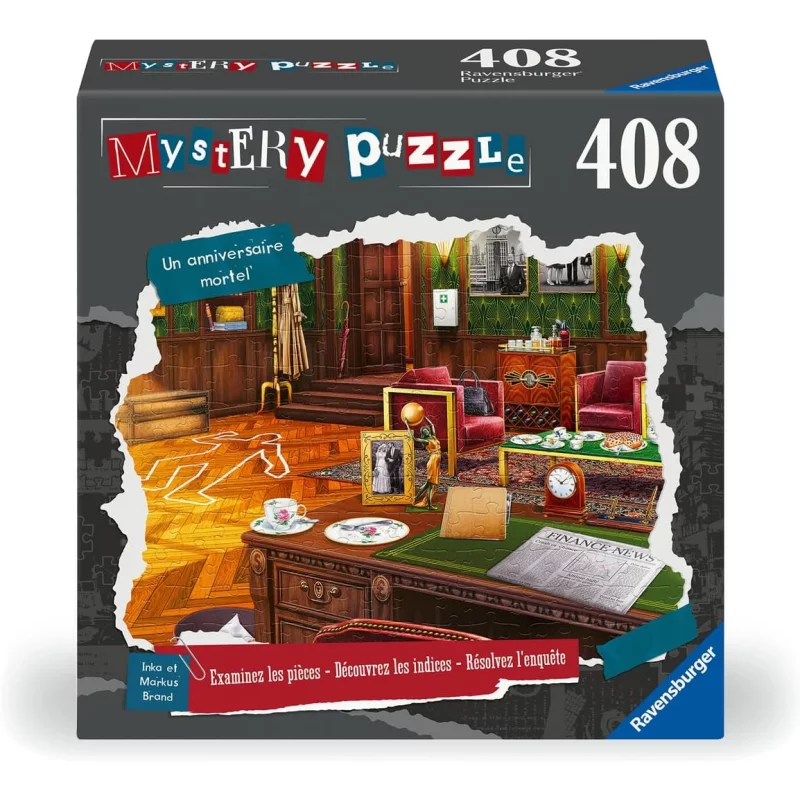 Image : Puzzle 408 pieces Ravensburger Mystery puzzle Un anniversaire mortel