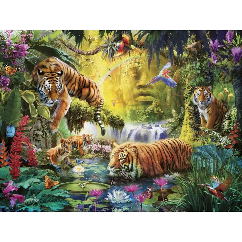Image : Puzzle 1500 pieces Ravensburger Tigres au plan d'eau
