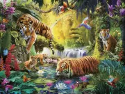 Puzzle 1500 pieces Ravensburger Tigres au plan d'eau