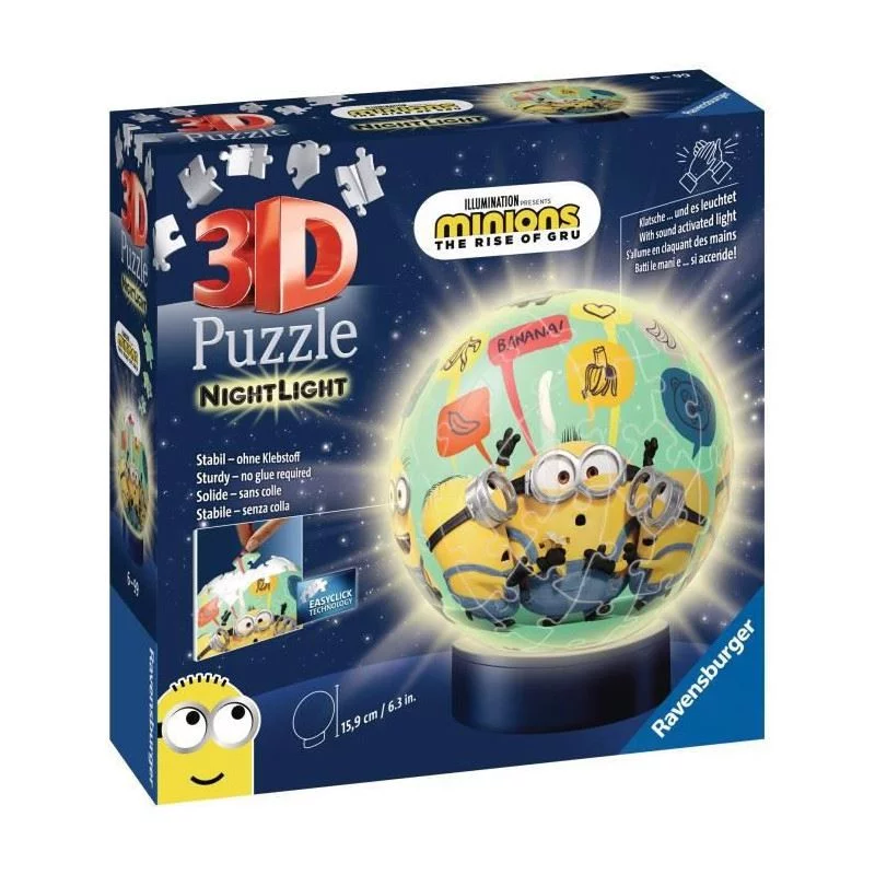 Image : RAVENSBURGER Puzzle 3D Rond 72 P Illumine - Minions 2