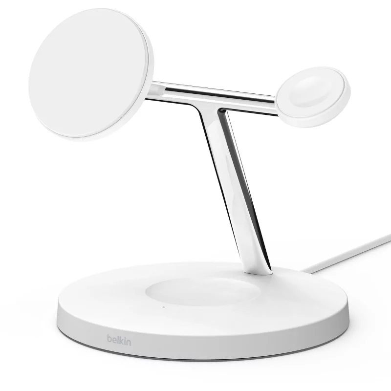 Image : BELKIN Qi2 Blanc 3 en 1 Station de chargement