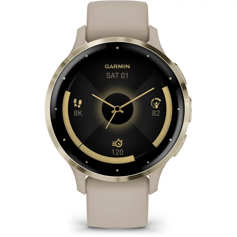 Image : GARMIN Venu 3S French gray + Cream Gold Montre sport