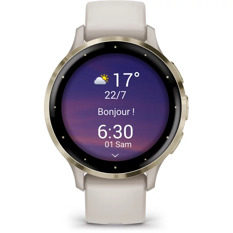Image : GARMIN Venu 3S Ivory + Cream Gold Montre sport