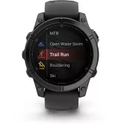 Image : GARMIN Fenix E 47mm Gris Acier bracelet noir Montre sport