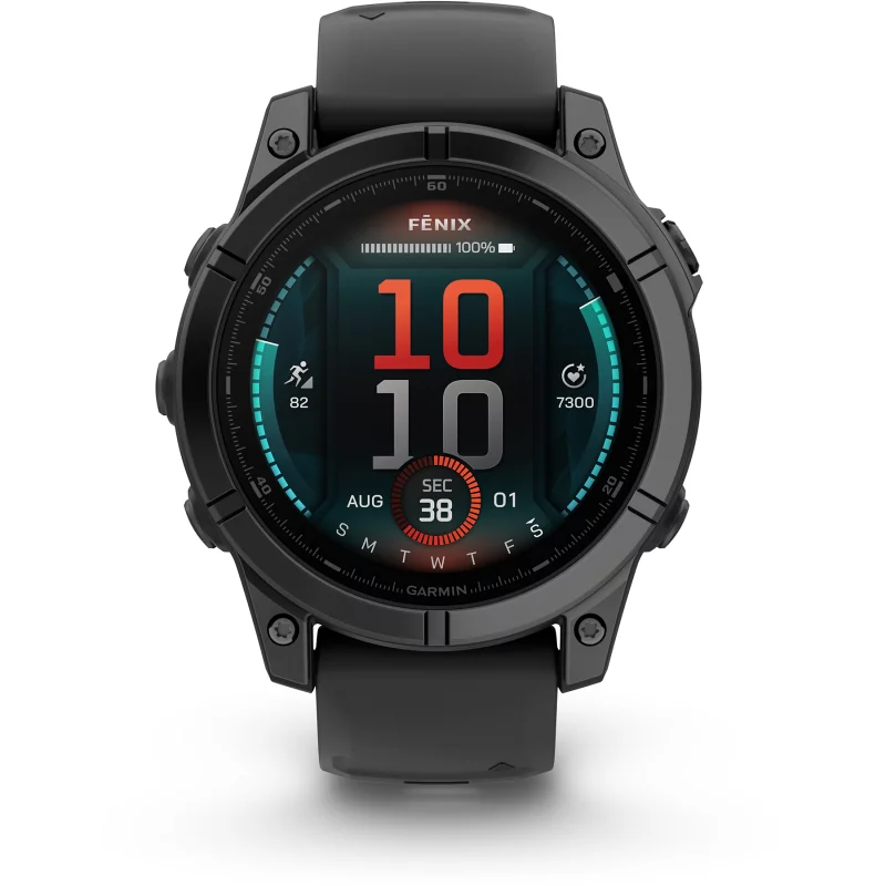 Image : GARMIN Fenix E 47mm Gris Acier bracelet noir Montre sport