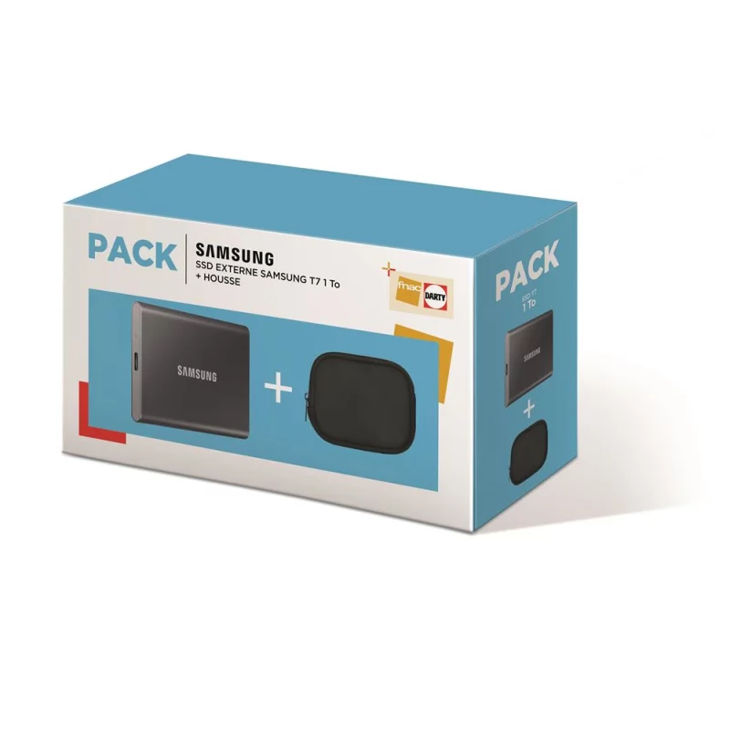 Image : SAMSUNG Pack SSD externe T7 1 To Gris + housse