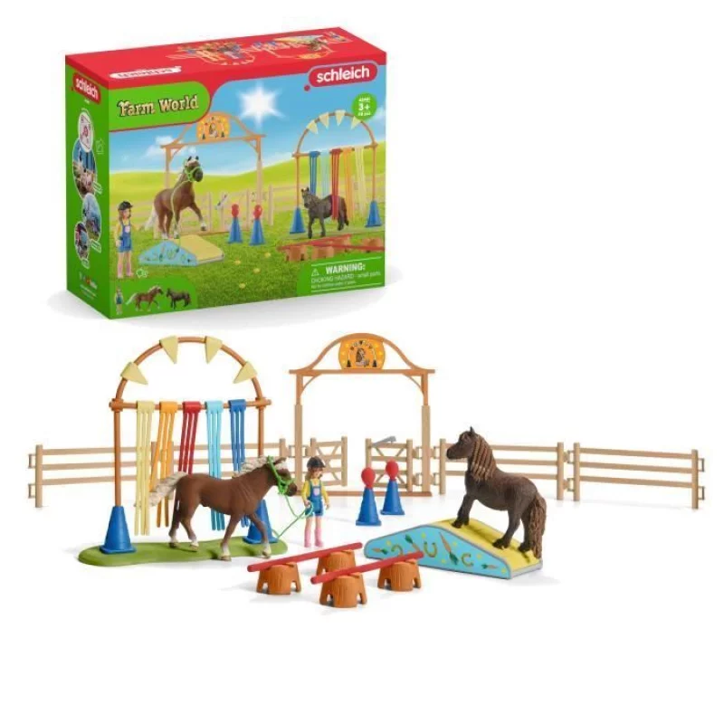 Image : Schleich 42481 Farm World Coffret d'Entrainement Agilite equestre avec Cheval