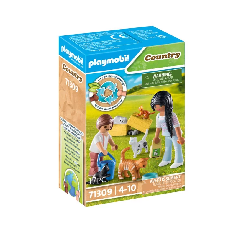 Image : Playmobil 71309 Famille de chats avec femme et enfant Country