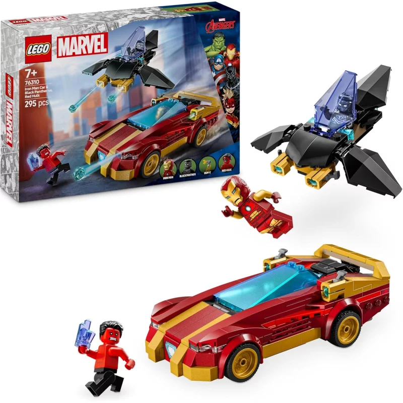Image : LEGO 76310 La voiture d'Iron Man et Black Panther contre Hulk rouge Marvel