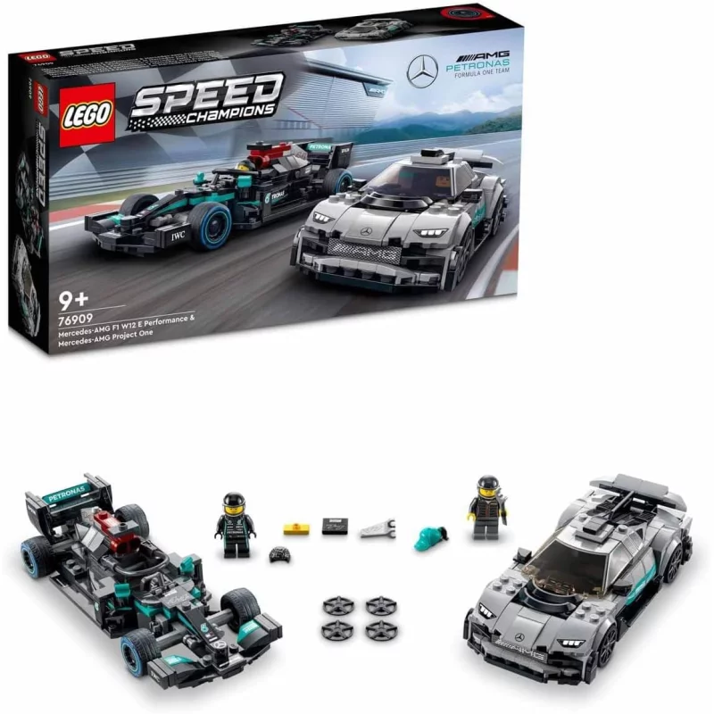 Image : LEGO 76909 Mercedes-AMG F1 W12 E Performance et Mercedes-AMG Project One Speed Champions