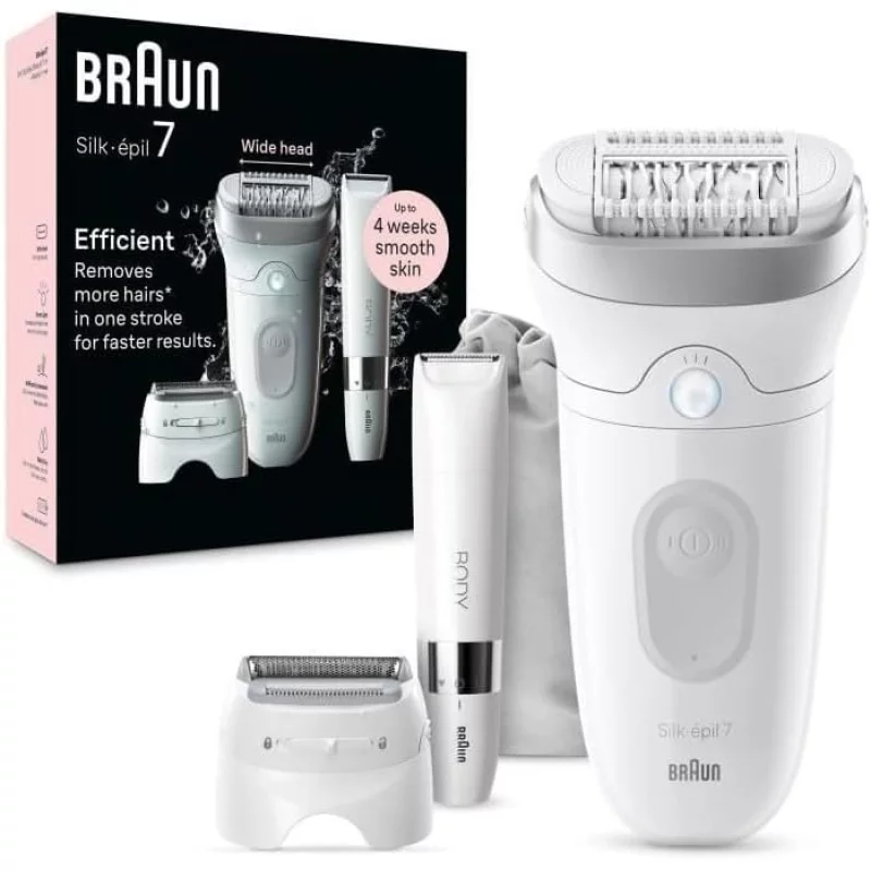 Image : BRAUN - Silk-epil 7-441 - Blanc / Argent Epilateur electrique