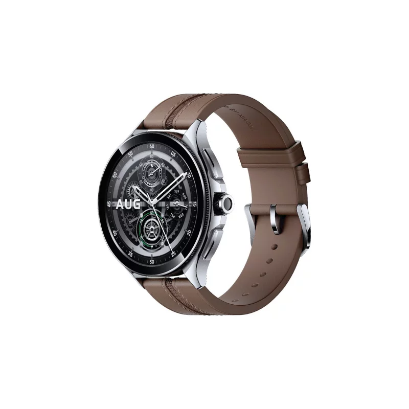Image : Xiaomi Watch 2 Pro bluetooth Boitier argente avec bracelet en marron