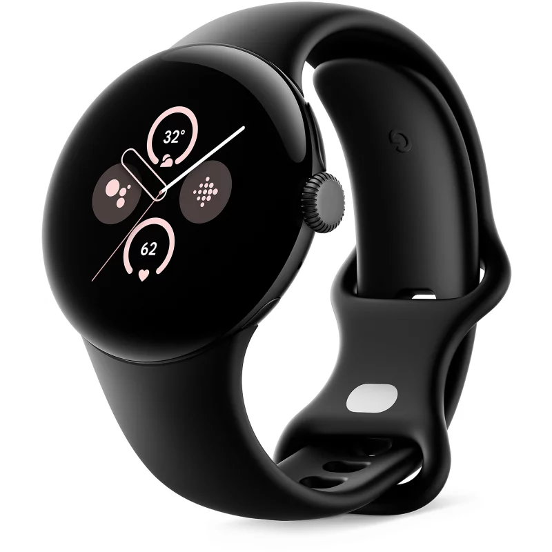 Image : Google Pixel Watch 2 Boîtier en aluminium Noir Mat Bracelet sport Noir Volcanique 4G LTE