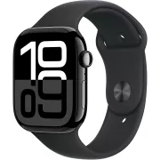 Apple Watch Series 10 GPS 42mm Boîtier en Aluminium Noir de Jais avec Bracelet Sport Noir S/M