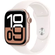 Apple Watch Series 10 GPS 46mm Boîtier en Aluminium Rose Gold avec Bracelet Sport Rose Tendre S/M - MWWT3QF/A