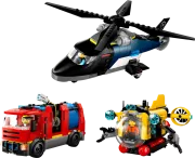 LEGO  60462 Hélicoptère  camion de pompiers et sous-marin modulable City