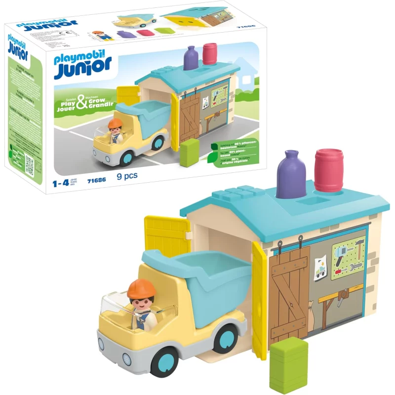 Image : Playmobil 71686 Junior : Ouvrier avec Camion et Garage