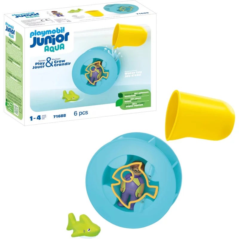 Image : PLAYMOBIL 71688 Junior Aqua : Roue Aquatique avec bébé Requin