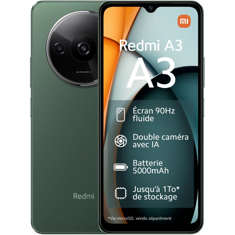 Image : XIAOMI Redmi A3 Vert 3 GO + 64 GO