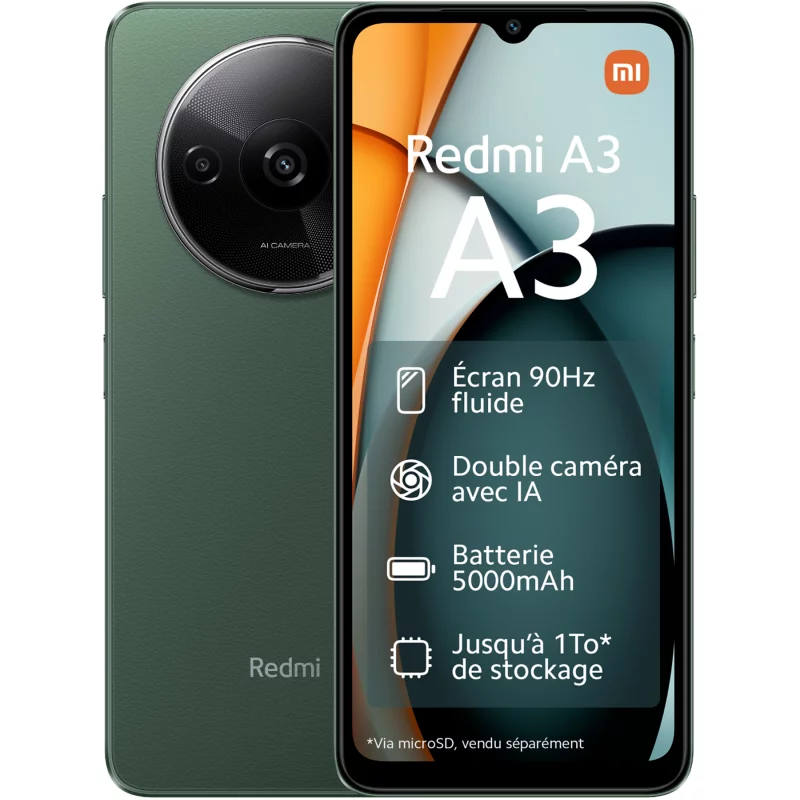 Image : XIAOMI Redmi A3 Vert 4 GO + 128 GO