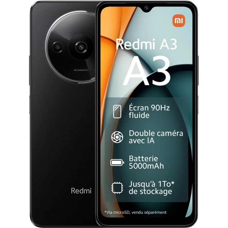 Image : XIAOMI Redmi A3 Noir 3 GO + 64 GO