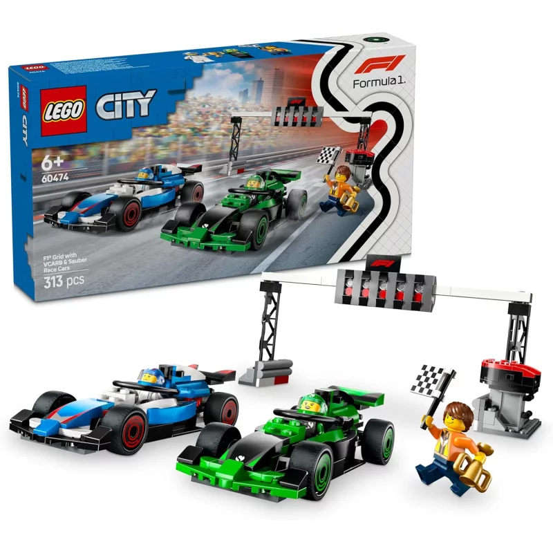 Image : LEGO City 60474 Grille de départ de F1 avec des voitures VCARB et Sauber