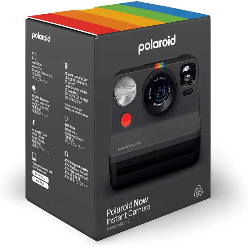 Image : Polaroid Now Génération 2 Noir Appareil Photo Instantané