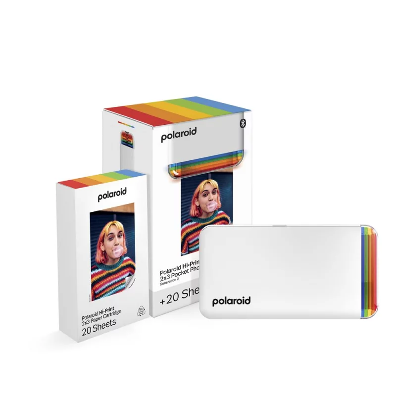 Image : Coffret Imprimante Photo Polaroid Everything box Hi-Print Génération 2 Single Pack Blanc + 1 cartouche de 20 feuilles