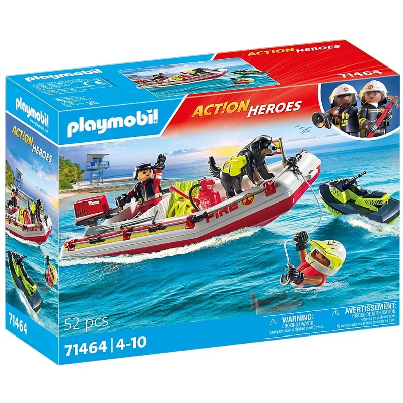 Image : Playmobil 71464 Bateau de pompier et scooter des mers Action Heroes
