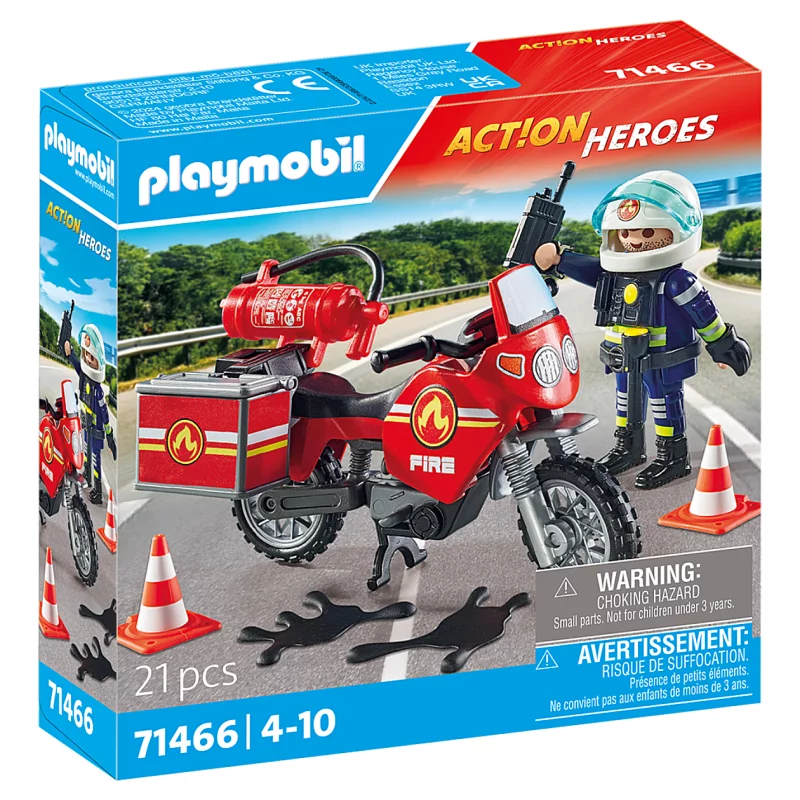 Image : Playmobil 71466 Pompier et moto Action Heroes