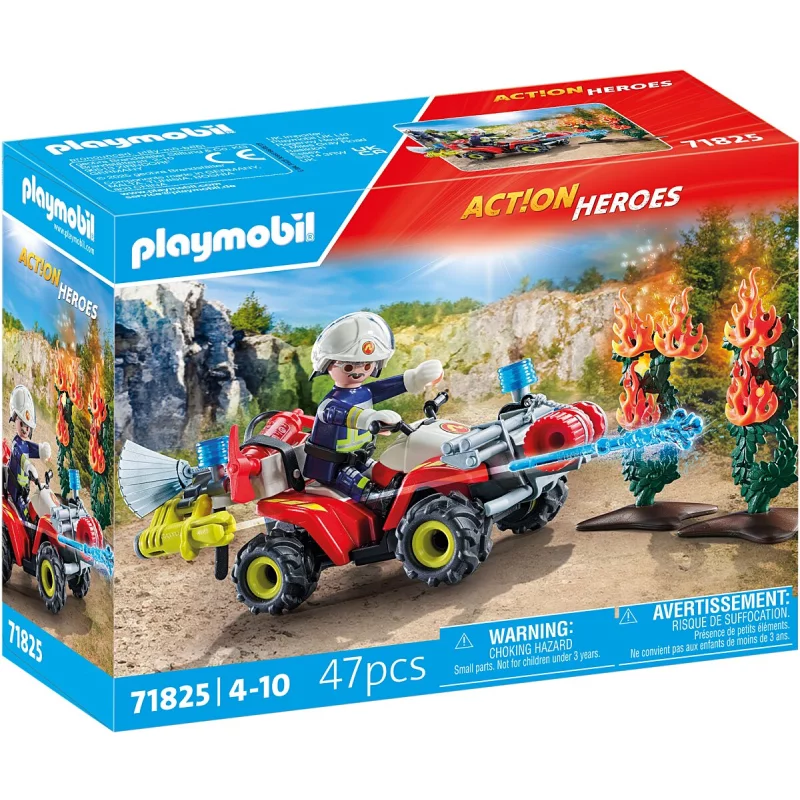 Image : Playmobil 71825 Pompier avec quad et arbustes enflammés  Action Heroes
