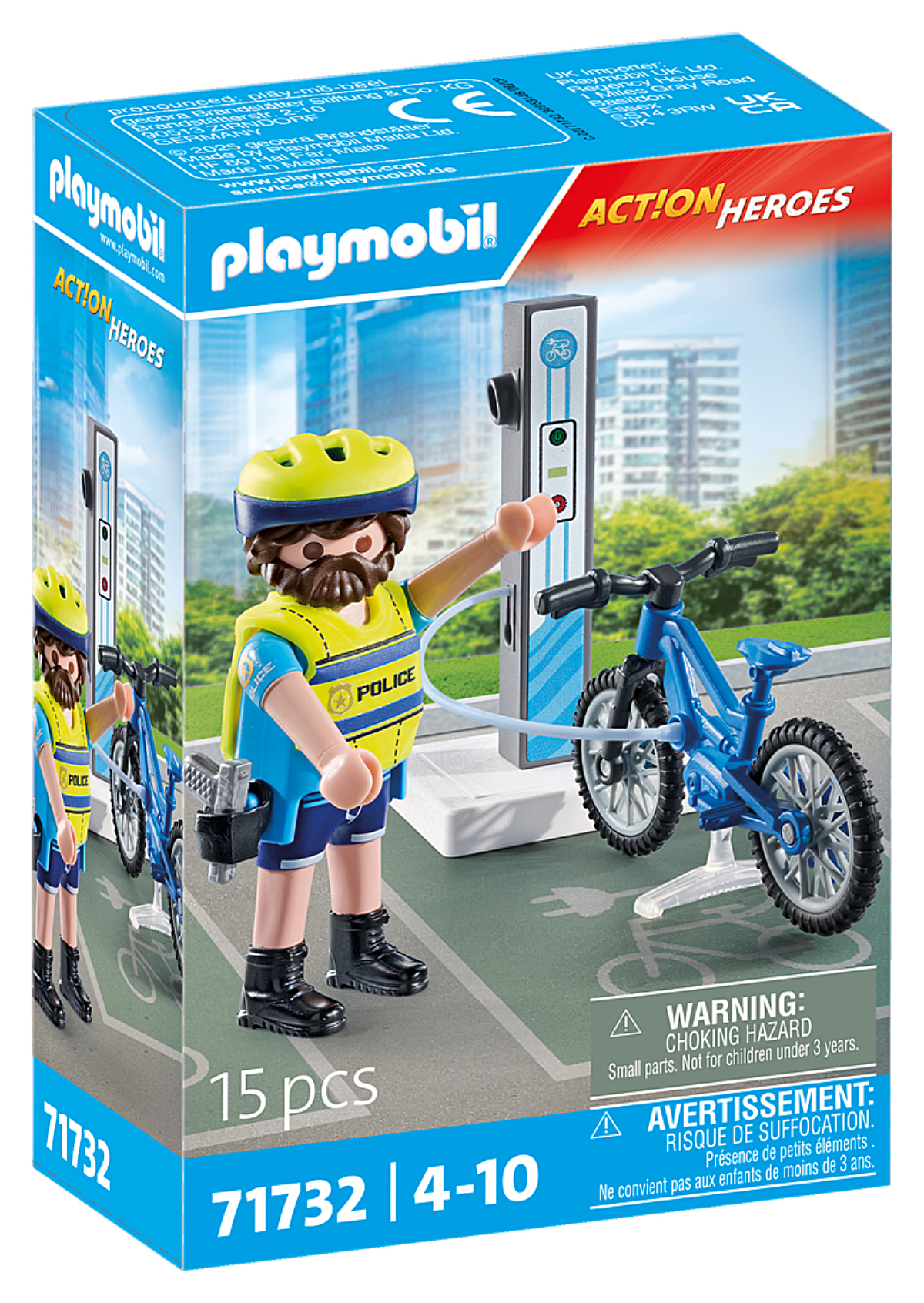 Image : Playmobil 71732 Policier cycliste avec borne de recharge Action Heroes