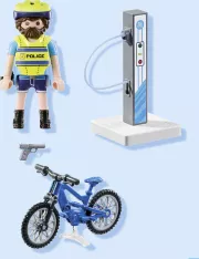 Image : Playmobil 71732 Policier cycliste avec borne de recharge Action Heroes