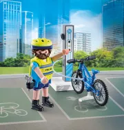 Image : Playmobil 71732 Policier cycliste avec borne de recharge Action Heroes