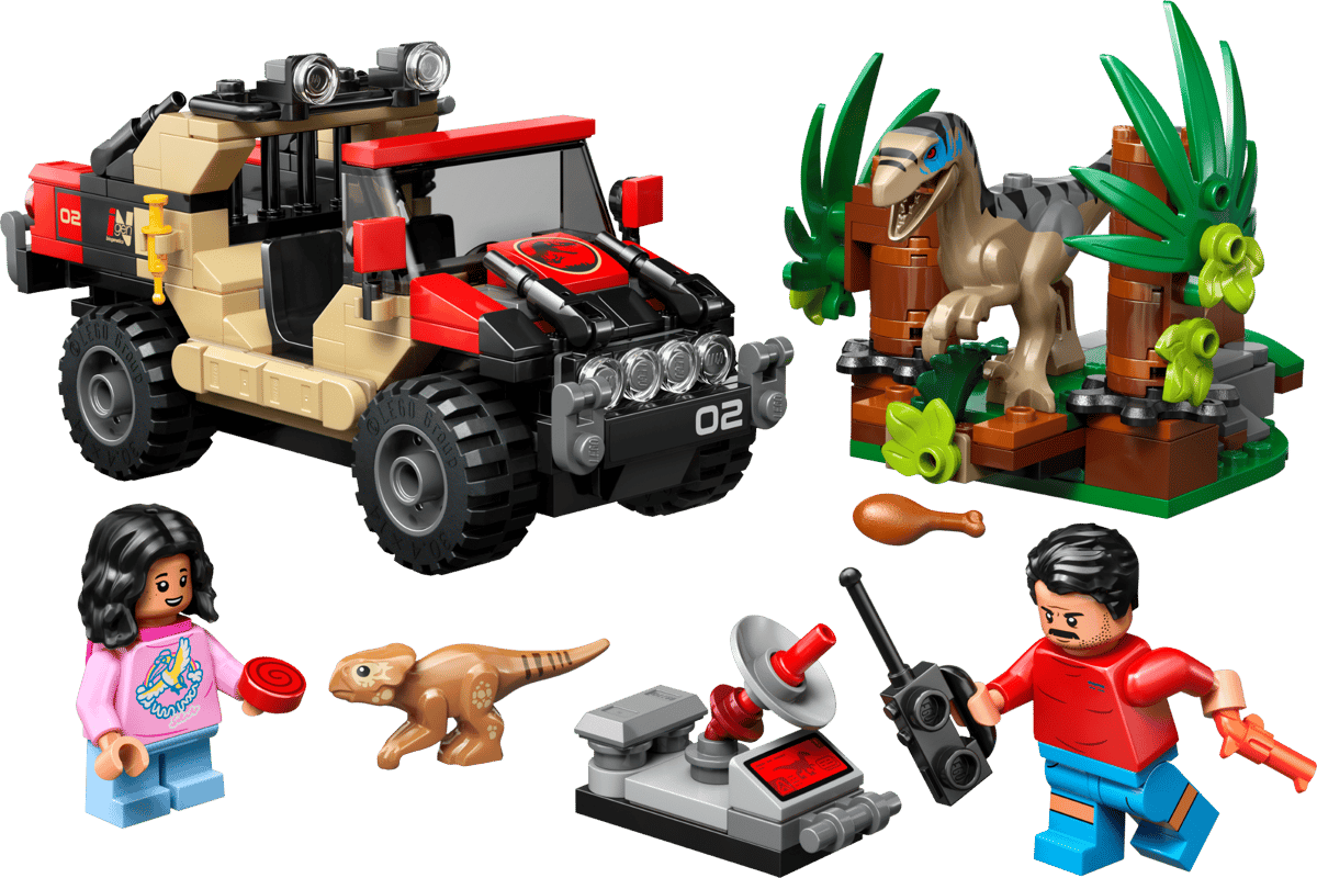 Image : LEGO 76972 Le vélociraptor et l'évasion en 4x4 Jurassic World