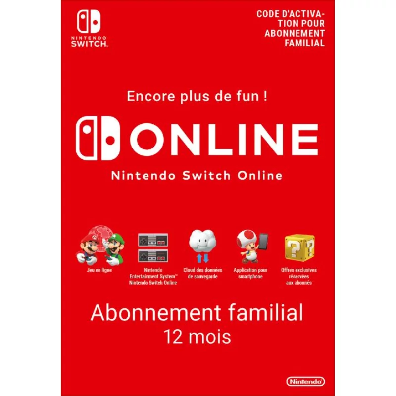 Image : Abonnement familial 12 mois Nintendo Switch Online