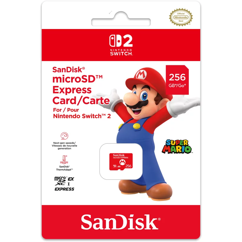 Image : Carte mémoire Micro SD Express 256Go Sandisk pour Nintendo Switch 2