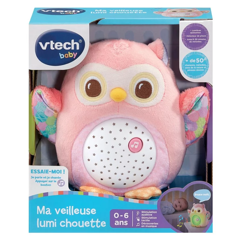 Image : Vtech Baby Ma veilleuse Lumi chouette Rose
