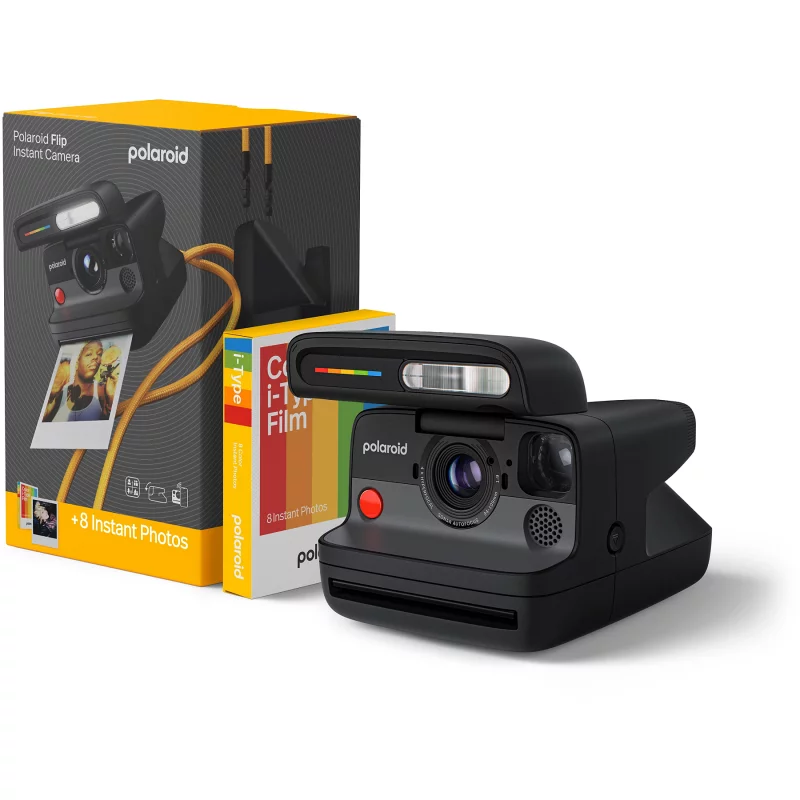 Image : POLAROID Flip Black + Pack  8 Films Appareil photo Instantané