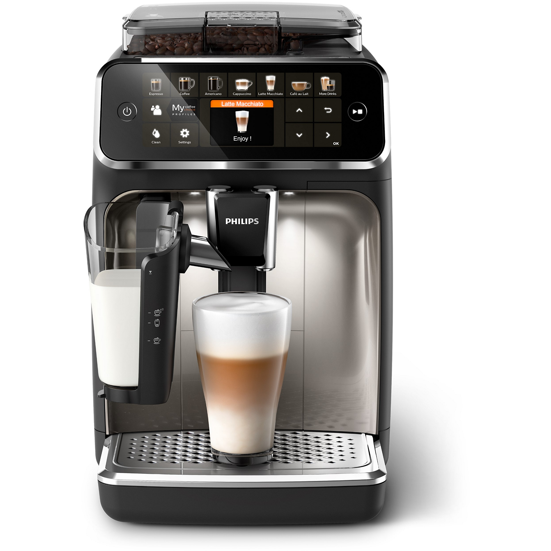 Image : PHILIPS LatteGo EP5447/90 Chrome Expresso Broyeur