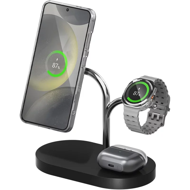 Image : SAMSUNG 15W Qi2 Noir TRIO + Chargeur 45W