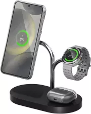 SAMSUNG 15W Qi2 Noir TRIO + Chargeur 45W