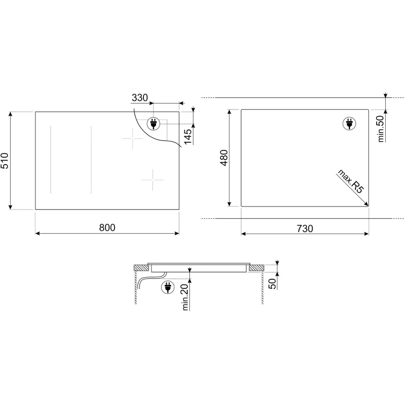Image : SMEG SI1M4844D - Plaque induction